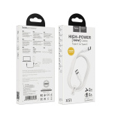 Кабель Type-C (M-M) 2м Hoco X51 100W white 