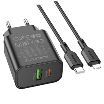 ЗУ сетевое USB Borofone BA88A 20W + каб Lightning 