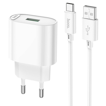 ЗУ сетевое USB Hoco C109A + кабель Type-C QC3.0 